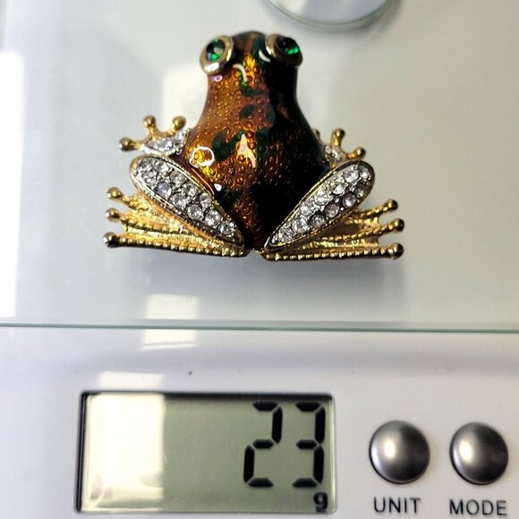 Large Bronze Gold and Green FROG Brooch - Picture 16 of 16